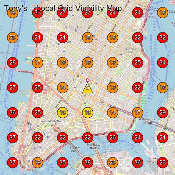 Tony's GeoGrid visibility map for Barber Shop in New York